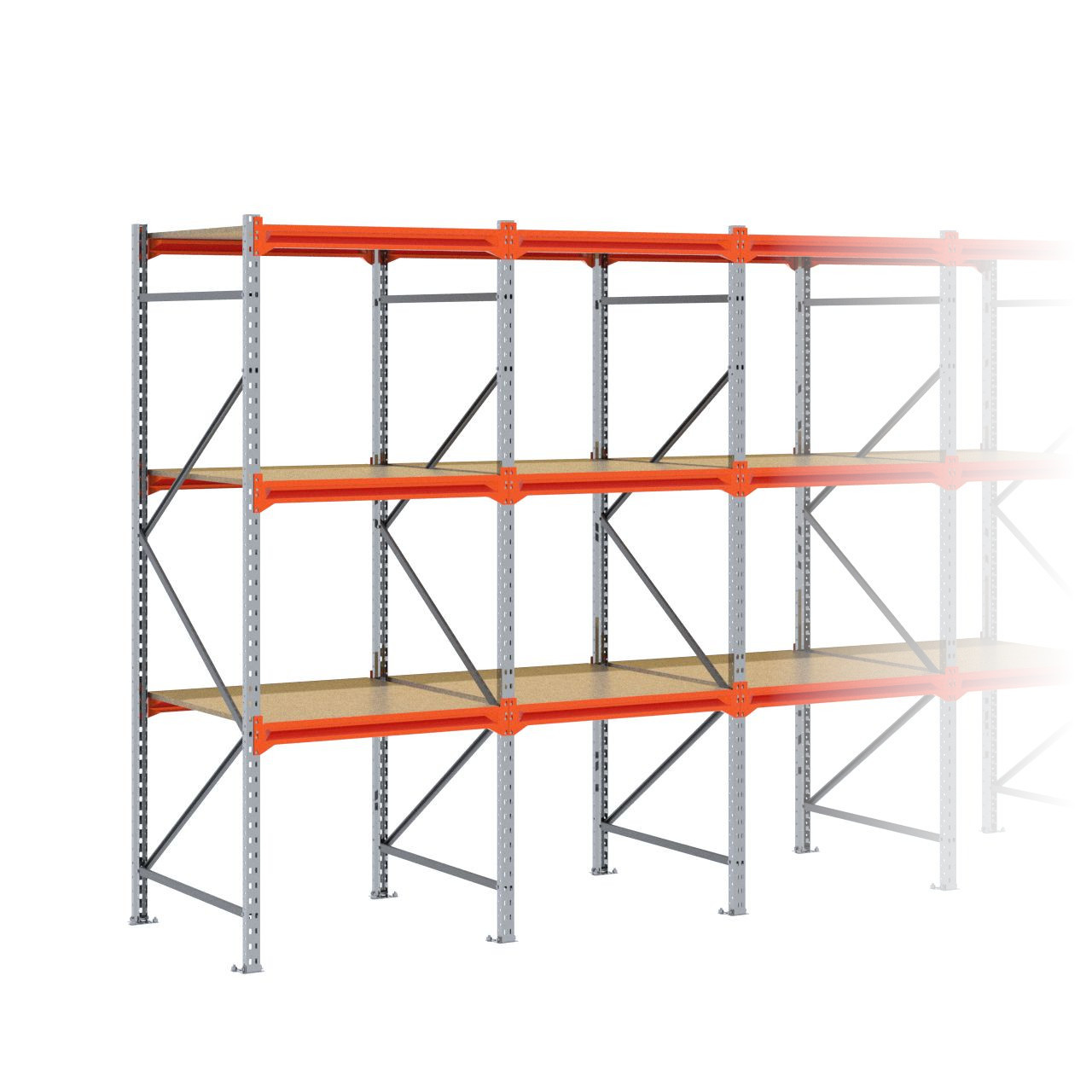 Grootvakstelling 2.500 mm x 5.750 mm x 1.000 mm (HxLxD) - 3 niveaus GALVA