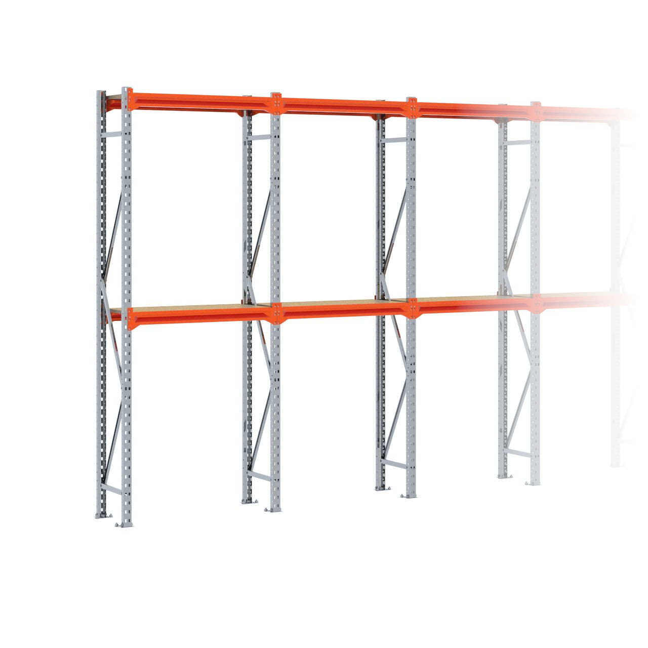 Grootvakstelling 2.500 mm x 6.700 mm x 400 mm (HxLxD) - 2 niveaus GALVA