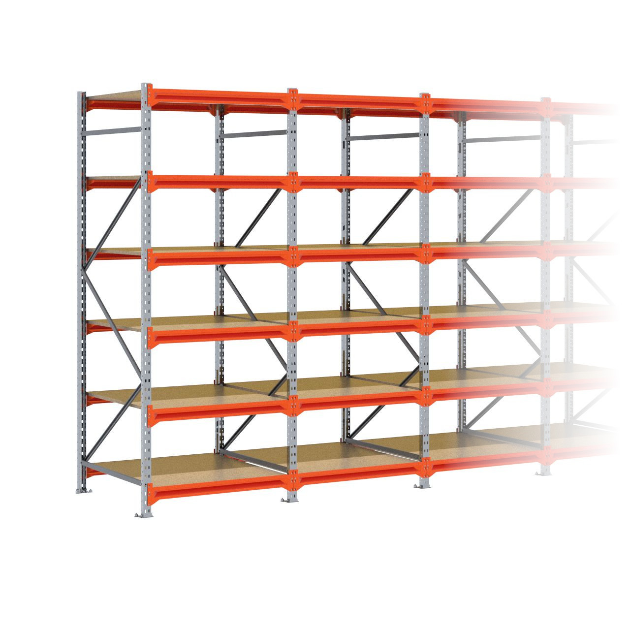 Grootvakstelling 2.500 mm x 6.700 mm x 1.000 mm (HxLxD) - 6 niveaus GALVA