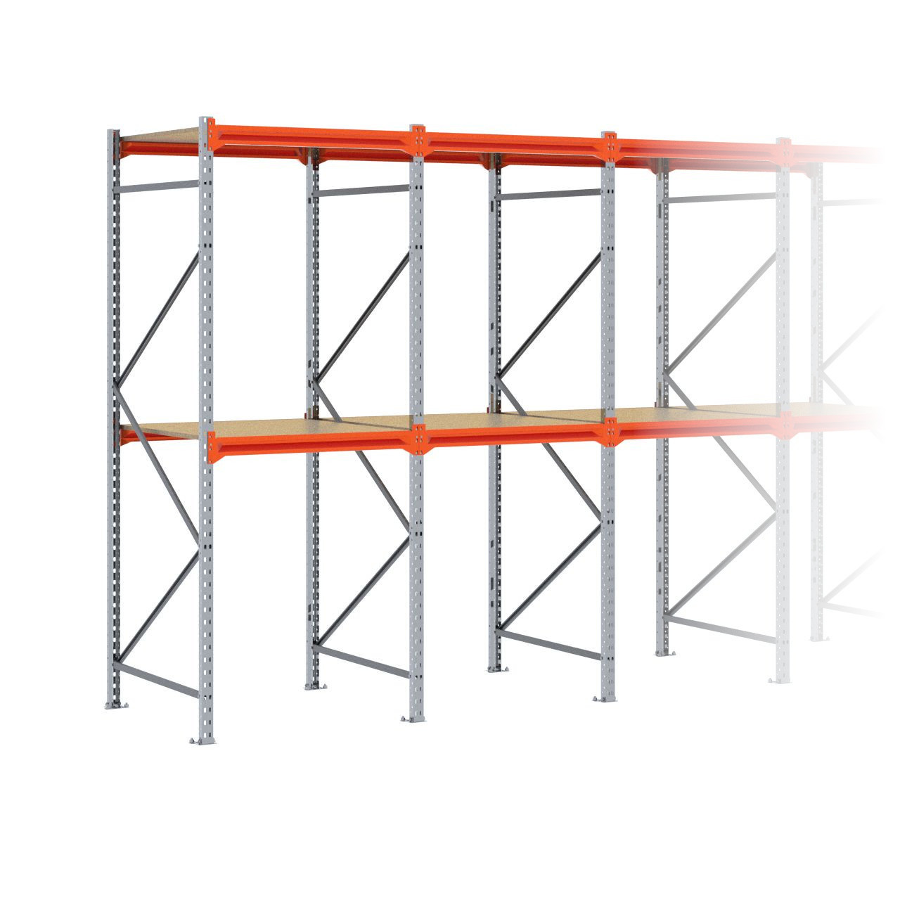 Grootvakstelling 2.500 mm x 7.650 mm x 1.000 mm (HxLxD) - 2 niveaus GALVA