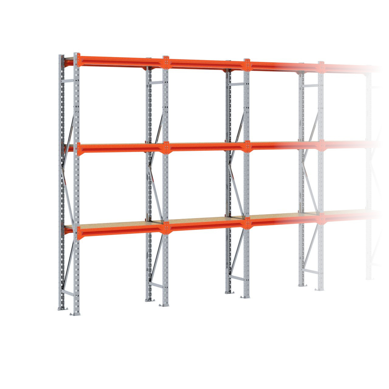 Grootvakstelling 2.500 mm x 7.650 mm x 400 mm (HxLxD) - 3 niveaus GALVA