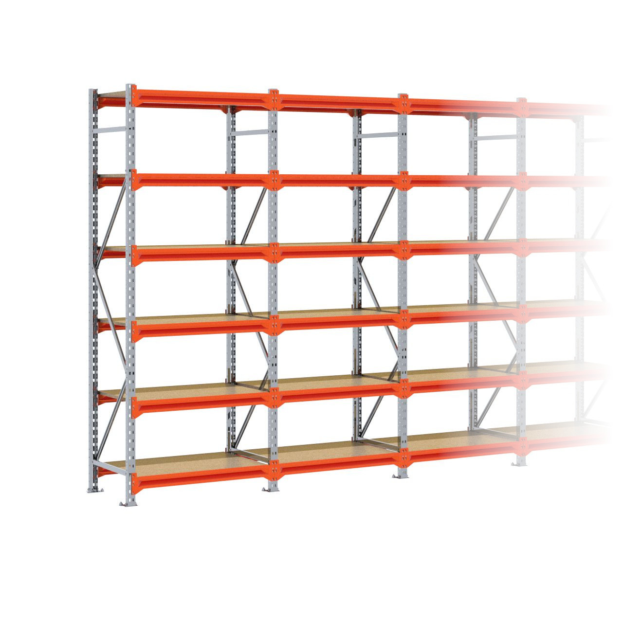 Grootvakstelling 2.500 mm x 7.650 mm x 600 mm (HxLxD) - 6 niveaus GALVA