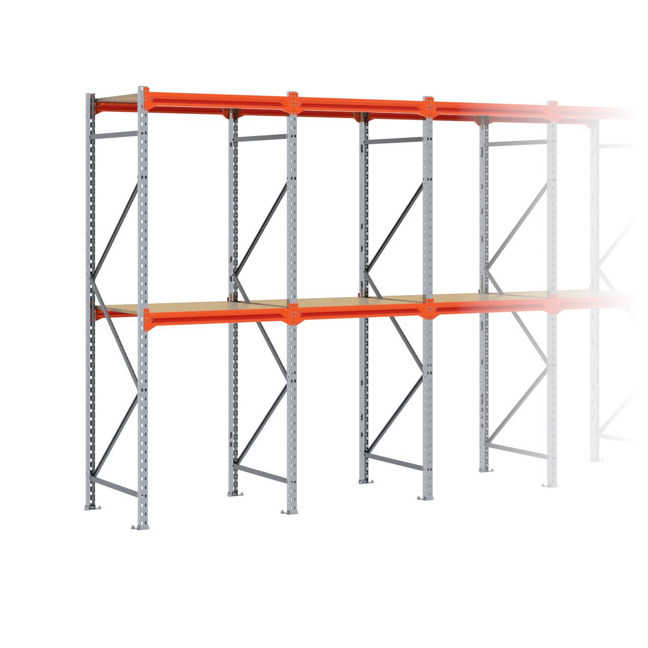 Grootvakstelling 2.500 mm x 8.600 mm x 800 mm (HxLxD) - 2 niveaus GALVA