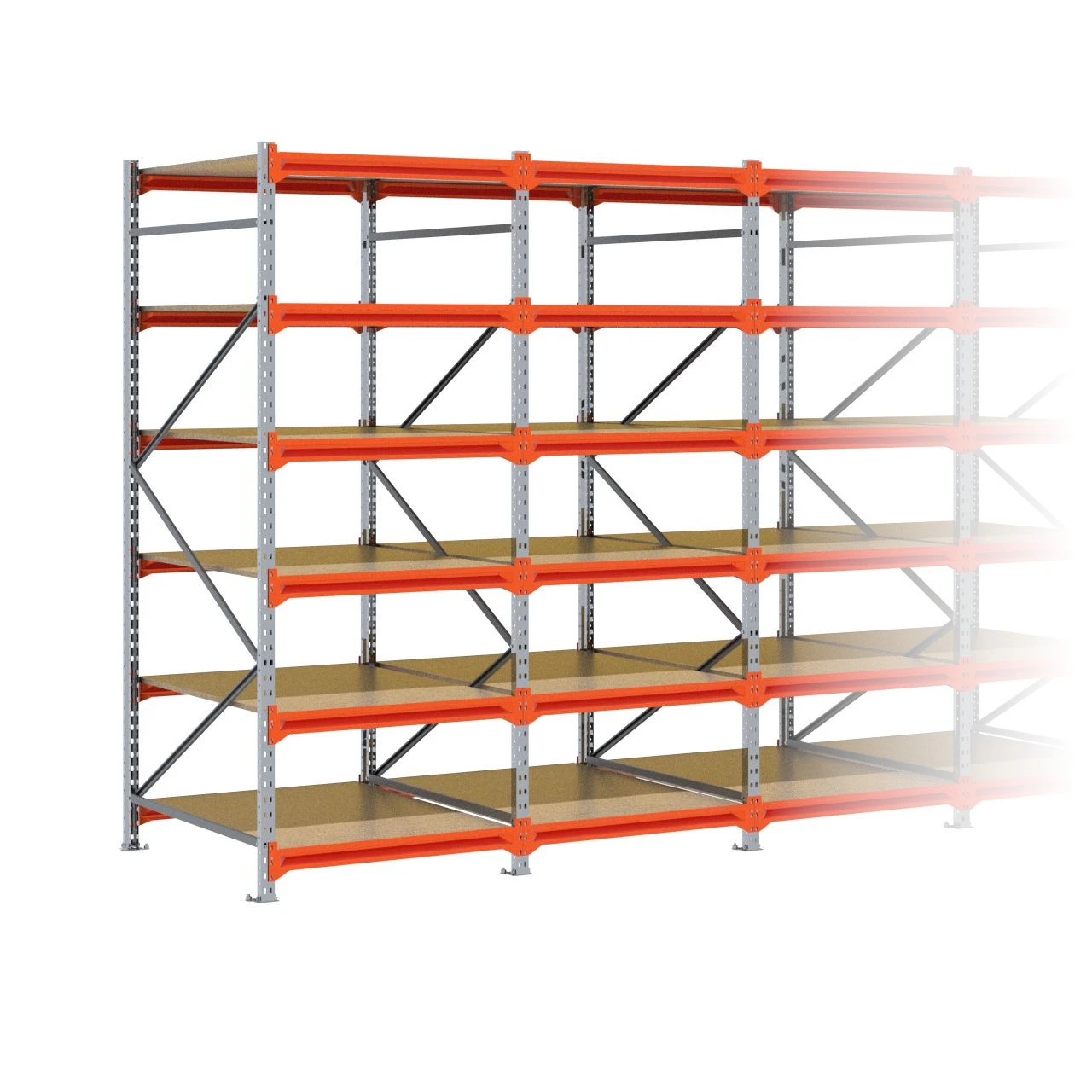 Grootvakstelling 2.500 mm x 8.600 mm x 1.200 mm (HxLxD) - 6 niveaus GALVA