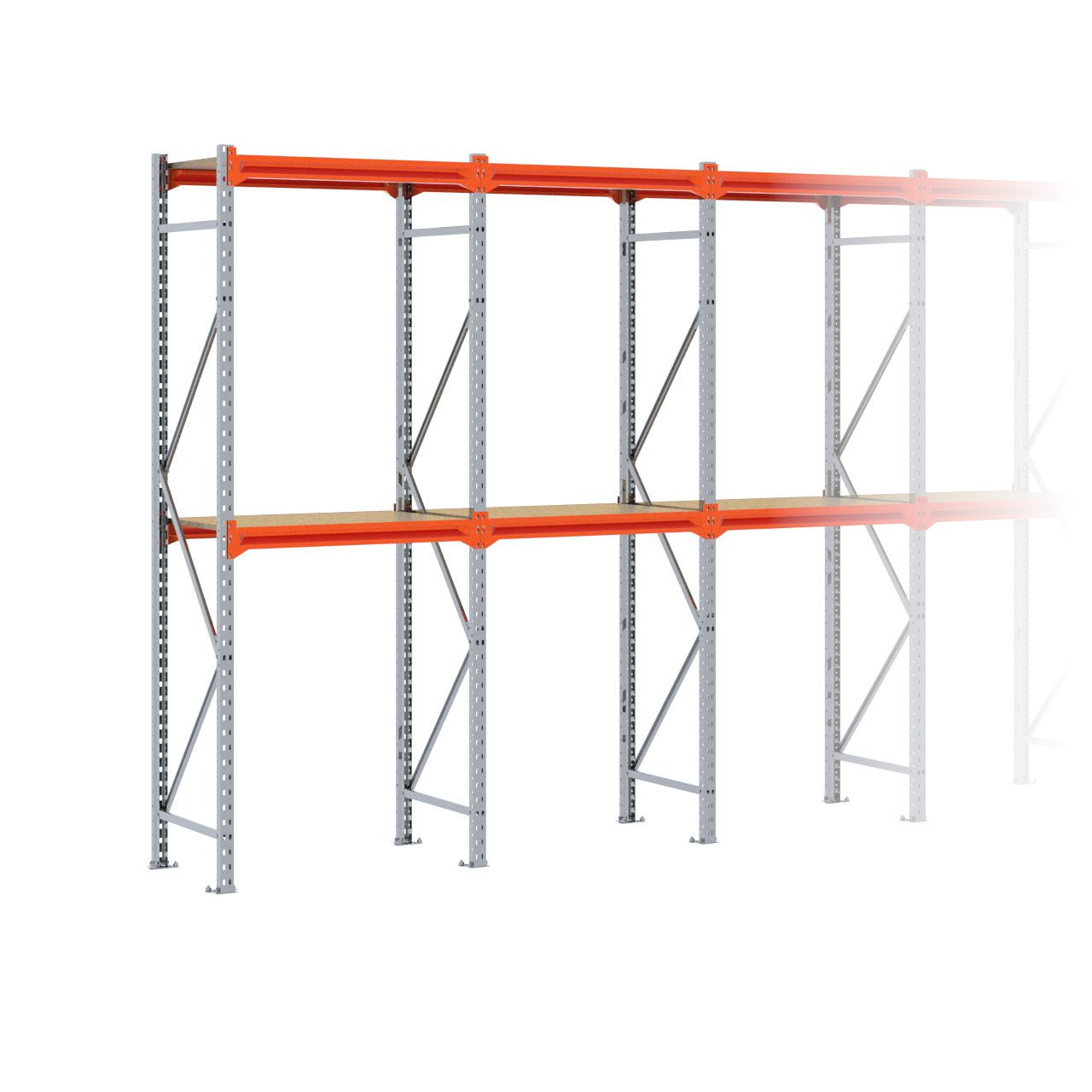 Grootvakstelling 2.500 mm x 8.600 mm x 600 mm (HxLxD) - 2 niveaus GALVA
