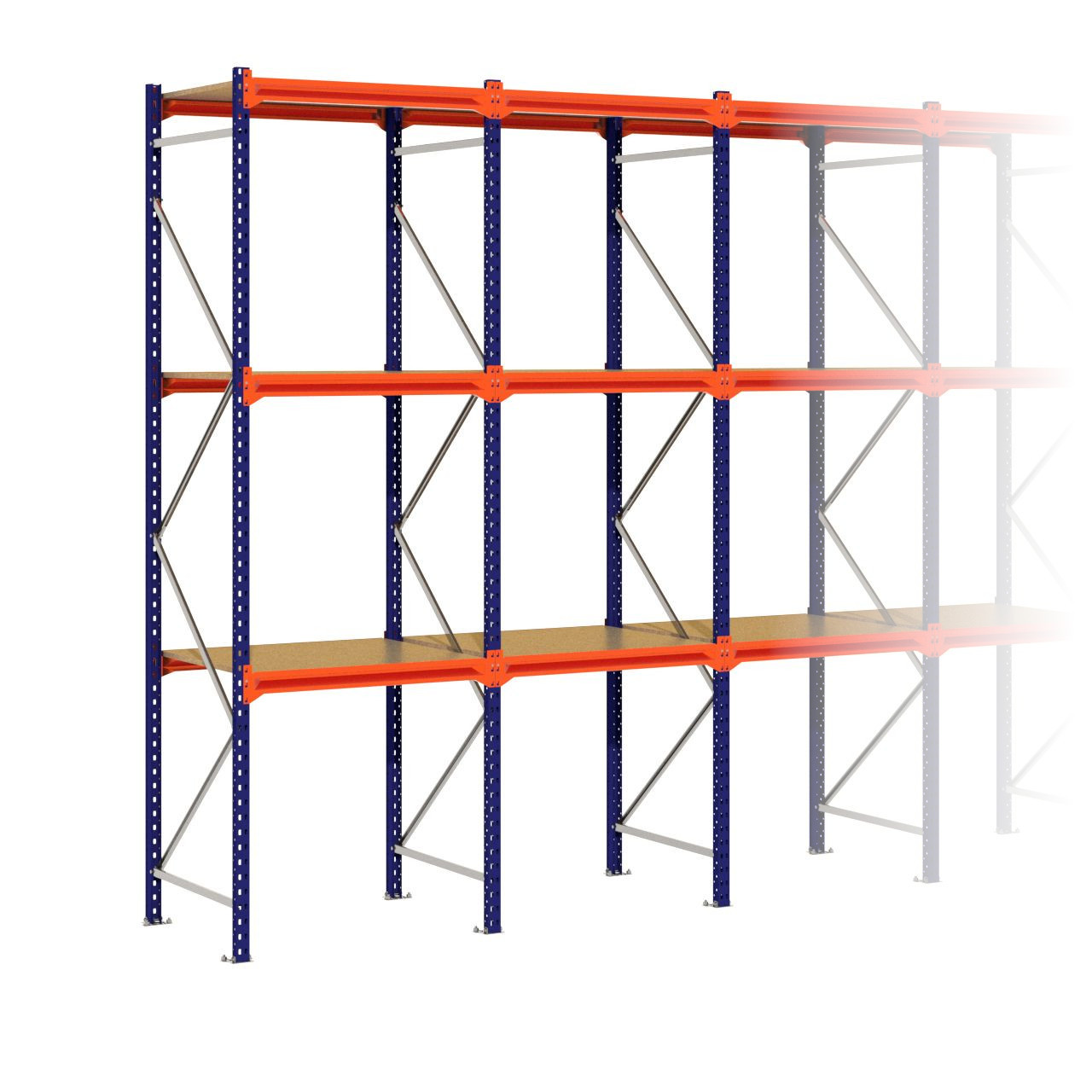 Grootvakstelling 3.000 mm x 3.850 mm x 800 mm (HxLxD) - 3 niveaus