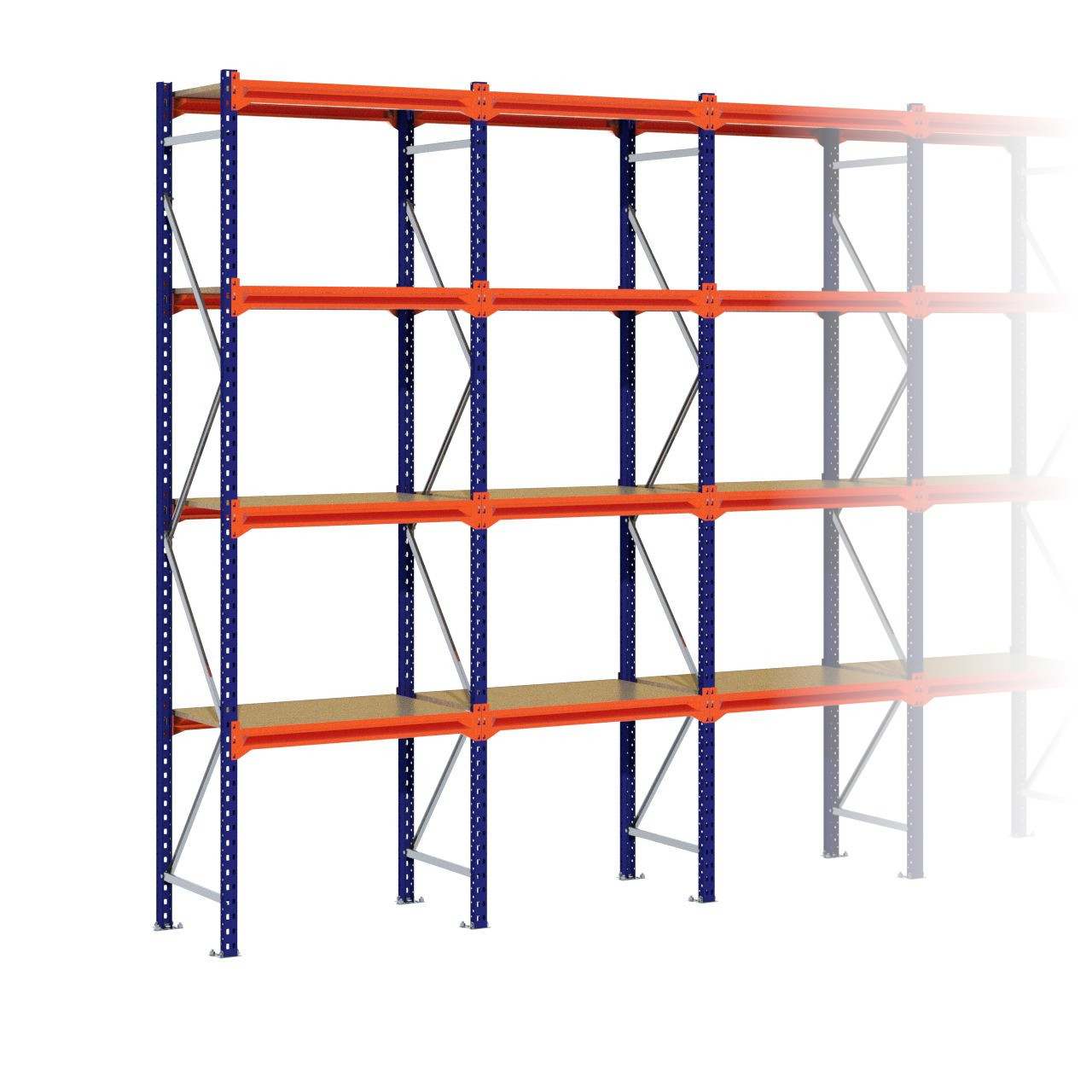 Grootvakstelling 3.000 mm x 3.850 mm x 600 mm (HxLxD) - 4 niveaus
