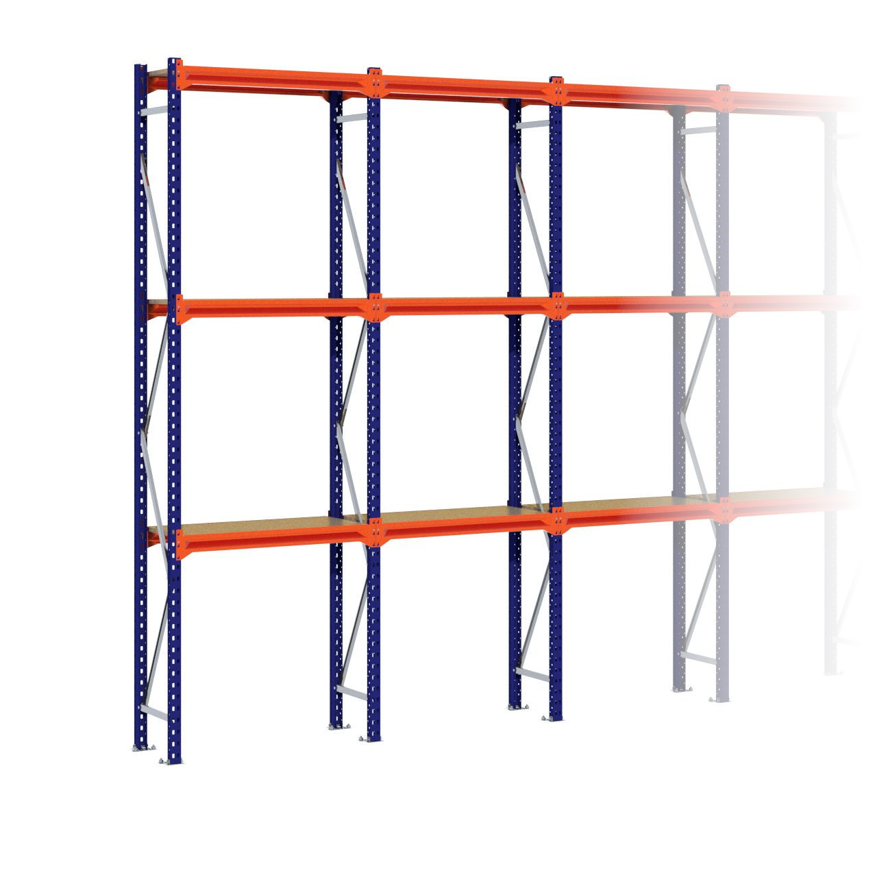 Grootvakstelling 3.000 mm x 4.800 mm x 400 mm (HxLxD) - 3 niveaus
