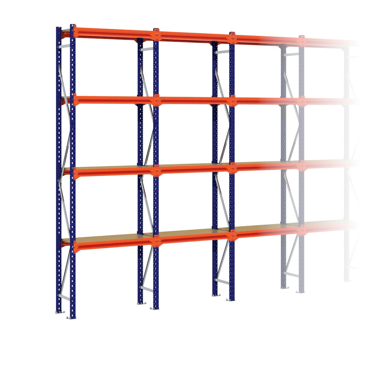 Grootvakstelling 3.000 mm x 4.800 mm x 400 mm (HxLxD) - 4 niveaus