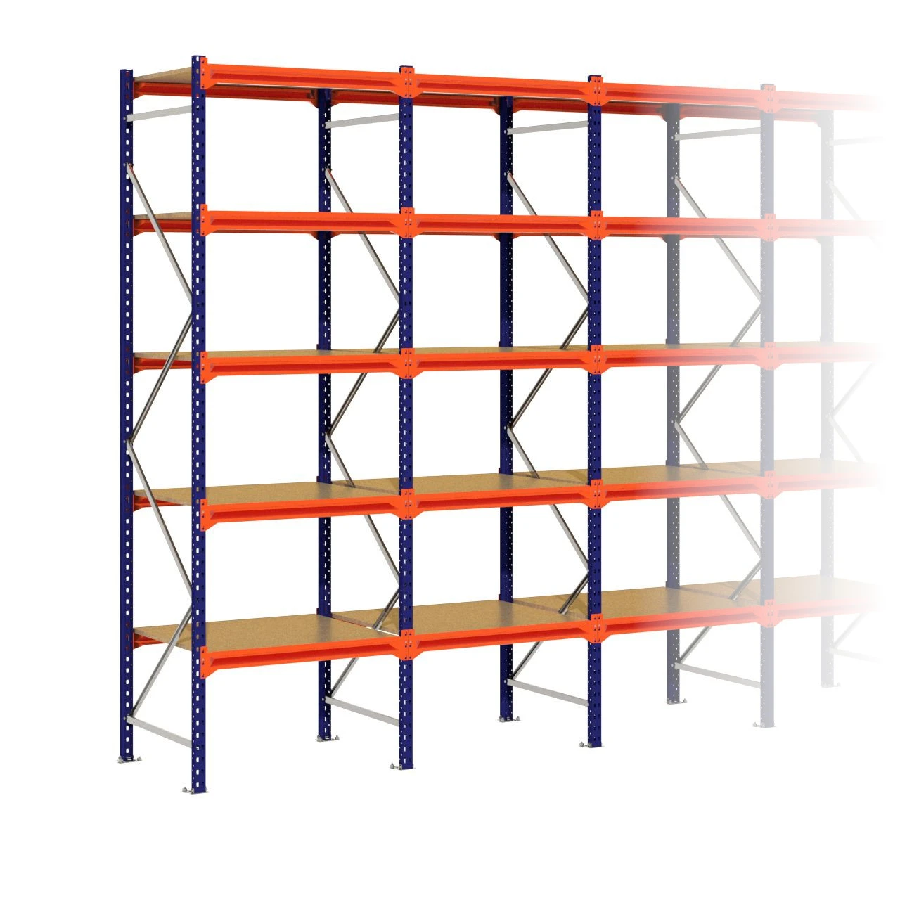 Grootvakstelling 3.000 mm x 4.800 mm x 800 mm (HxLxD) - 5 niveaus