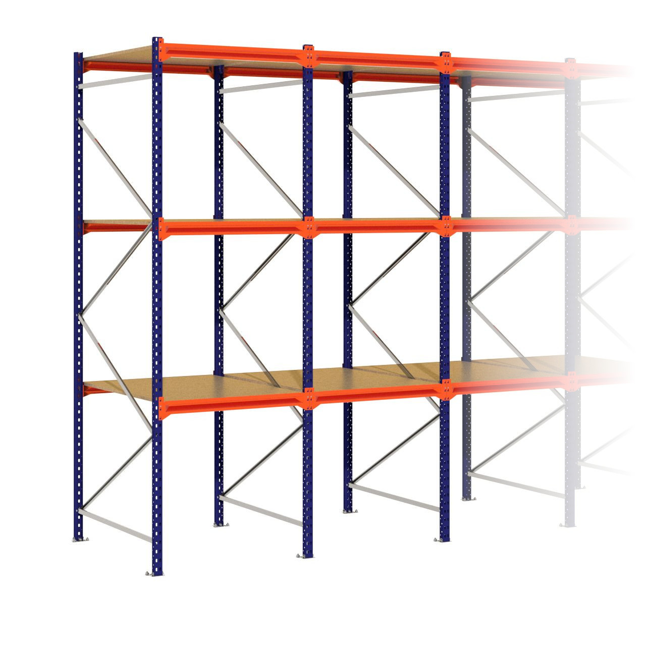 Grootvakstelling 3.000 mm x 4.800 mm x 1.200 mm (HxLxD) - 3 niveaus