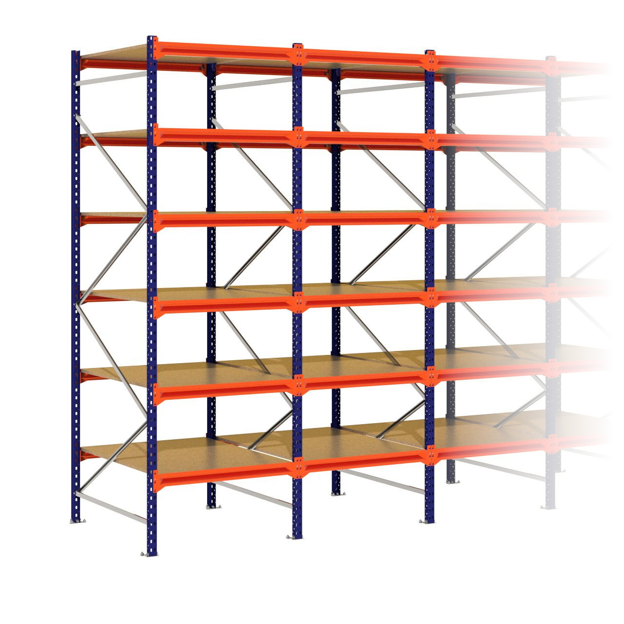 Grootvakstelling 3.000 mm x 6.700 mm x 1.200 mm (HxLxD) - 6 niveaus