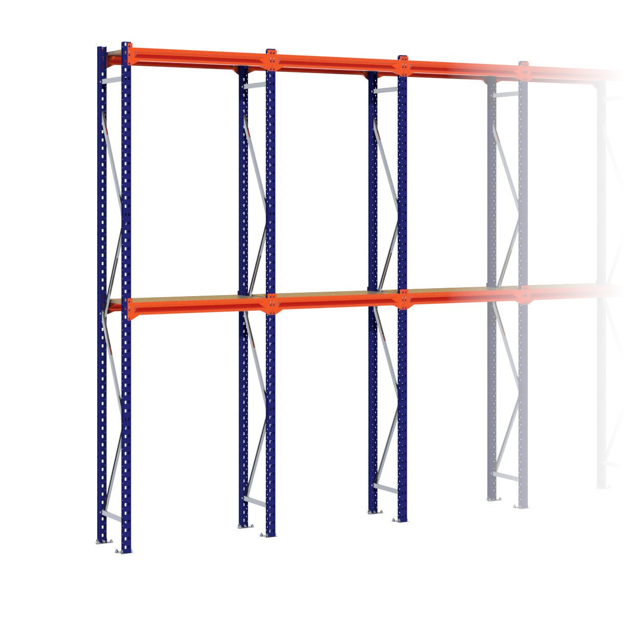 Grootvakstelling 3.000 mm x 7.650 mm x 400 mm (HxLxD) - 2 niveaus
