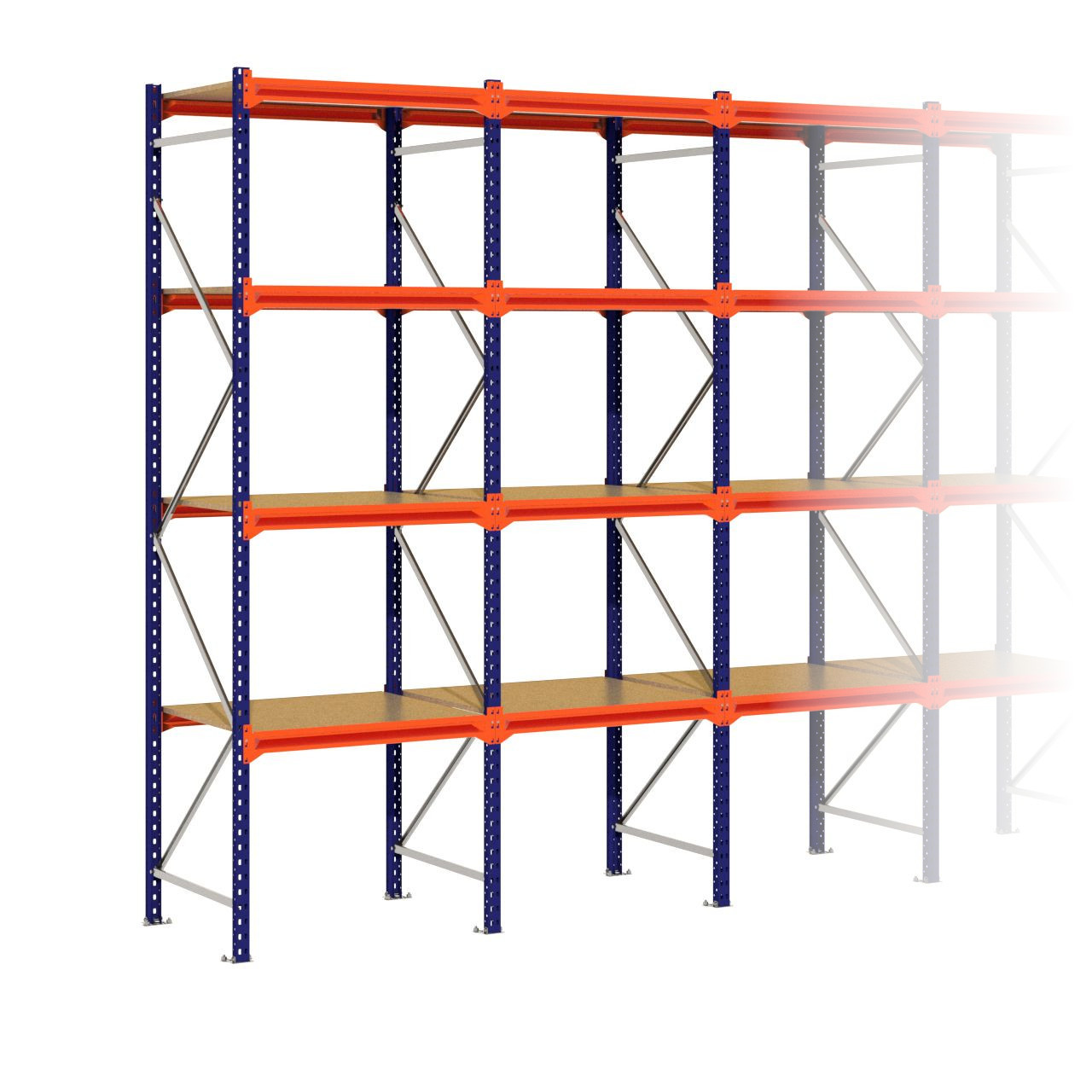 Grootvakstelling 3.000 mm x 8.600 mm x 800 mm (HxLxD) - 4 niveaus