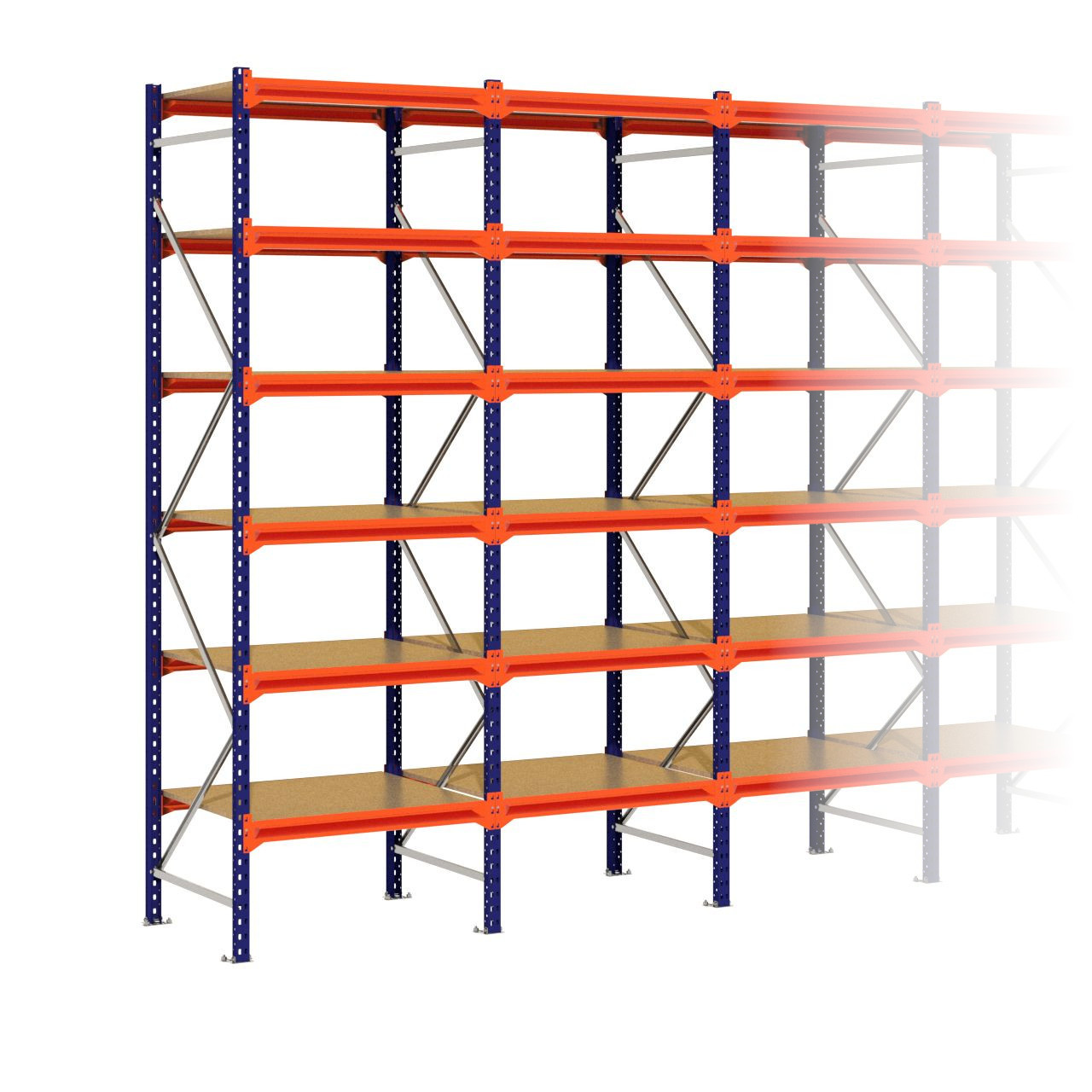 Grootvakstelling 3.000 mm x 8.600 mm x 800 mm (HxLxD) - 6 niveaus