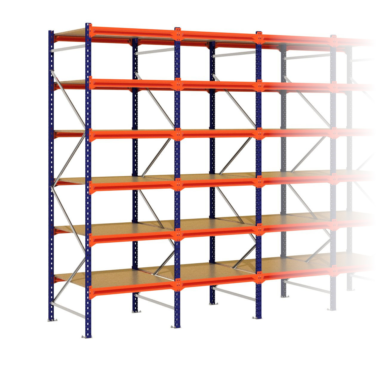 Grootvakstelling 3.000 mm x 8.600 mm x 1.000 mm (HxLxD) - 6 niveaus