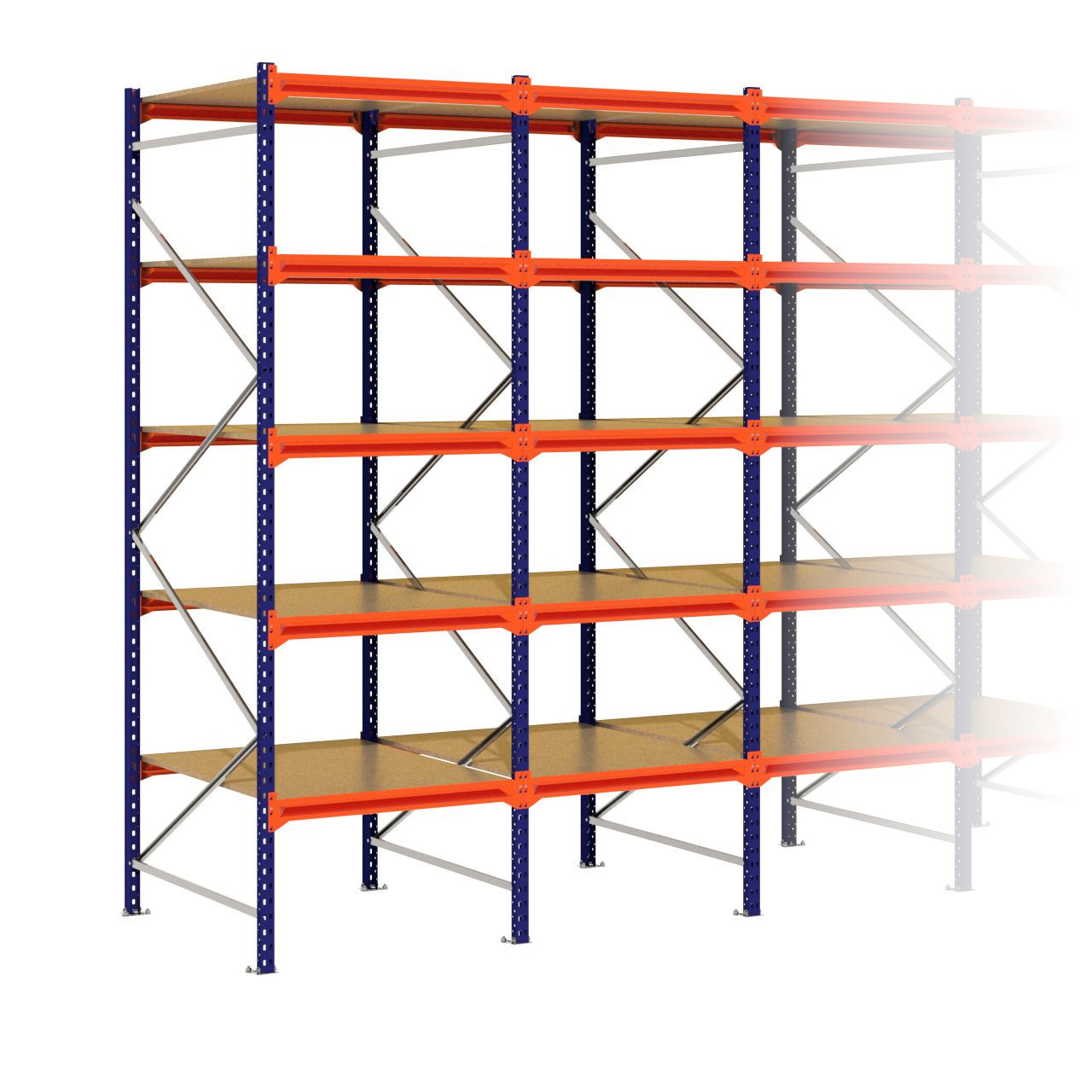 Grootvakstelling 3.000 mm x 9.550 mm x 1.200 mm (HxLxD) - 5 niveaus