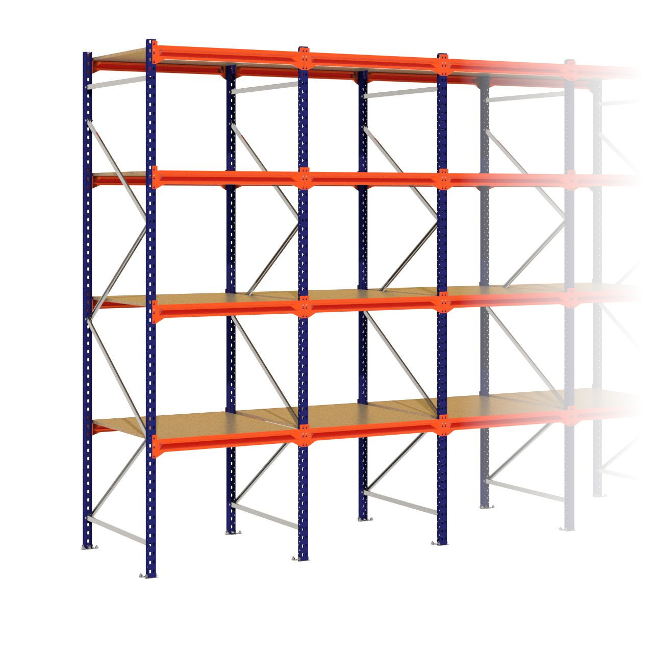 Grootvakstelling 3.000 mm x 9.550 mm x 1.000 mm (HxLxD) - 4 niveaus