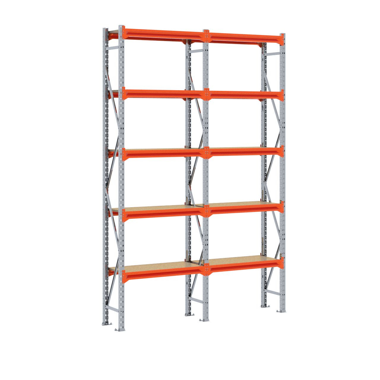 Grootvakstelling 3.000 mm x 1.950 mm x 400 mm (HxLxD) - 5 niveaus GALVA