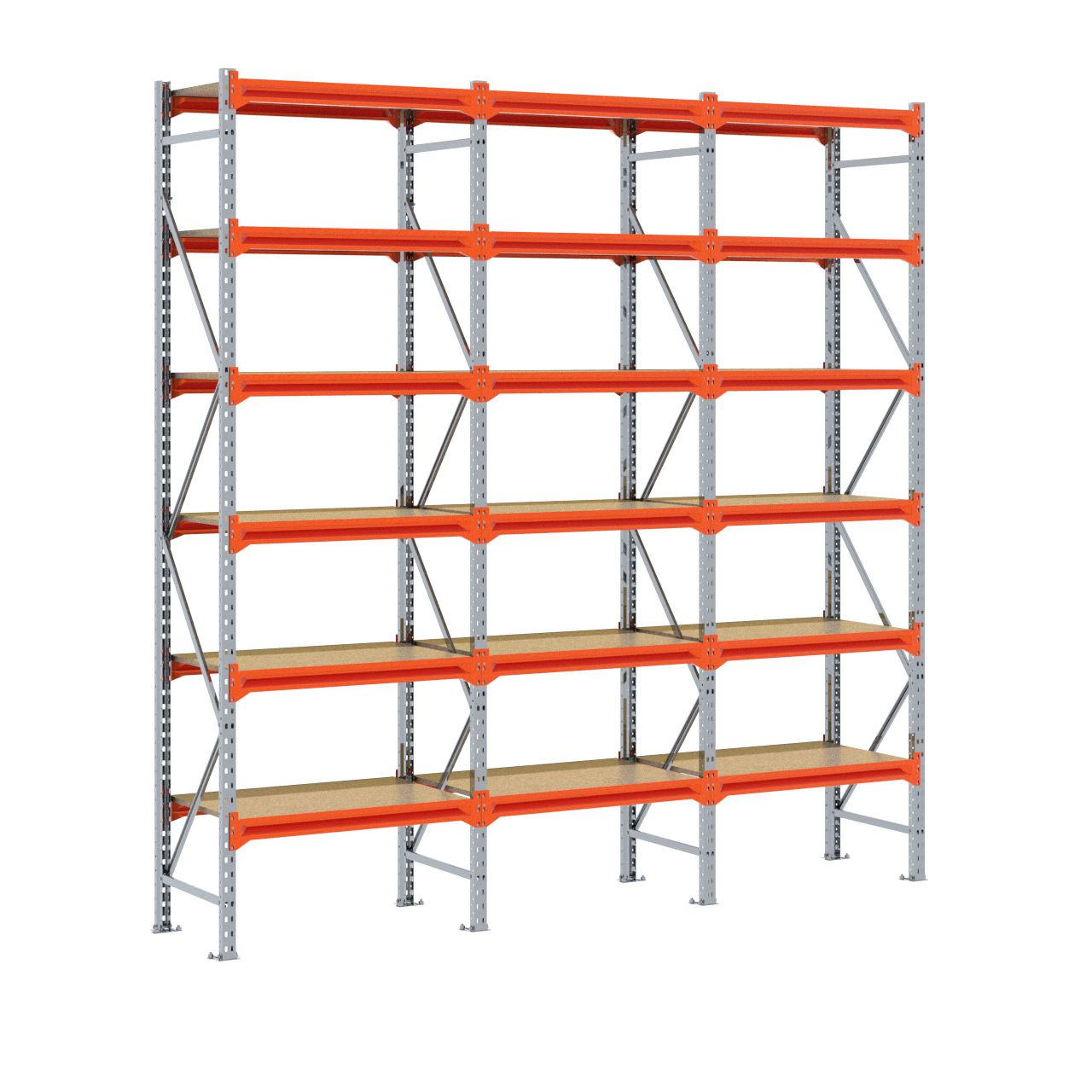 Grootvakstelling 3.000 mm x 3.000 mm x 600 mm (HxLxD) - 6 niveaus GALVA