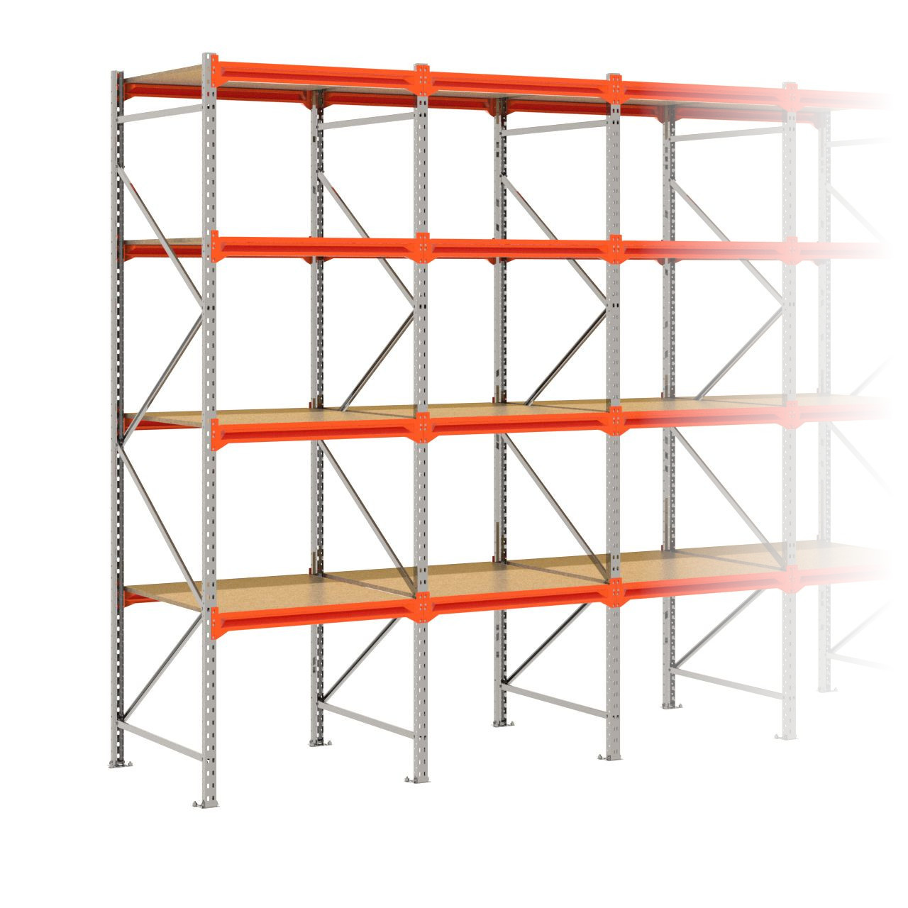 Grootvakstelling 3.000 mm x 3.850 mm x 1.000 mm (HxLxD) - 4 niveaus GALVA