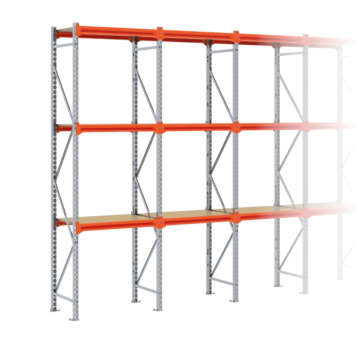 Grootvakstelling 3.000 mm x 3.850 mm x 600 mm (HxLxD) - 3 niveaus GALVA