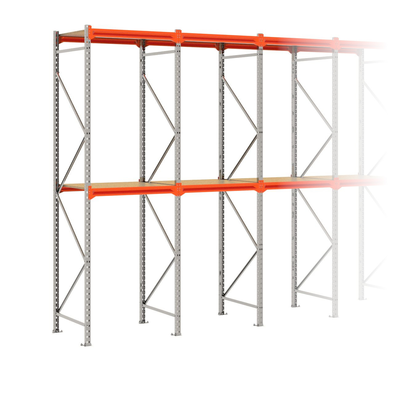 Grootvakstelling 3.000 mm x 3.850 mm x 800 mm (HxLxD) - 2 niveaus GALVA