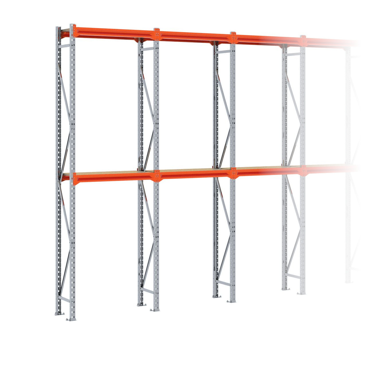 Grootvakstelling 3.000 mm x 4.800 mm x 400 mm (HxLxD) - 2 niveaus GALVA