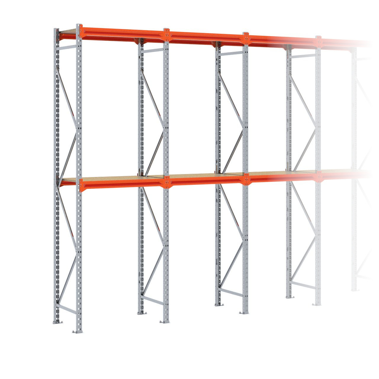 Grootvakstelling 3.000 mm x 4.800 mm x 600 mm (HxLxD) - 2 niveaus GALVA