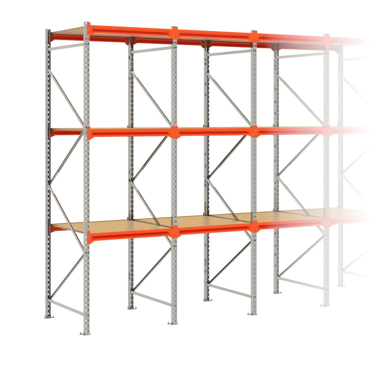 Grootvakstelling 3.000 mm x 6.700 mm x 1.000 mm (HxLxD) - 3 niveaus GALVA