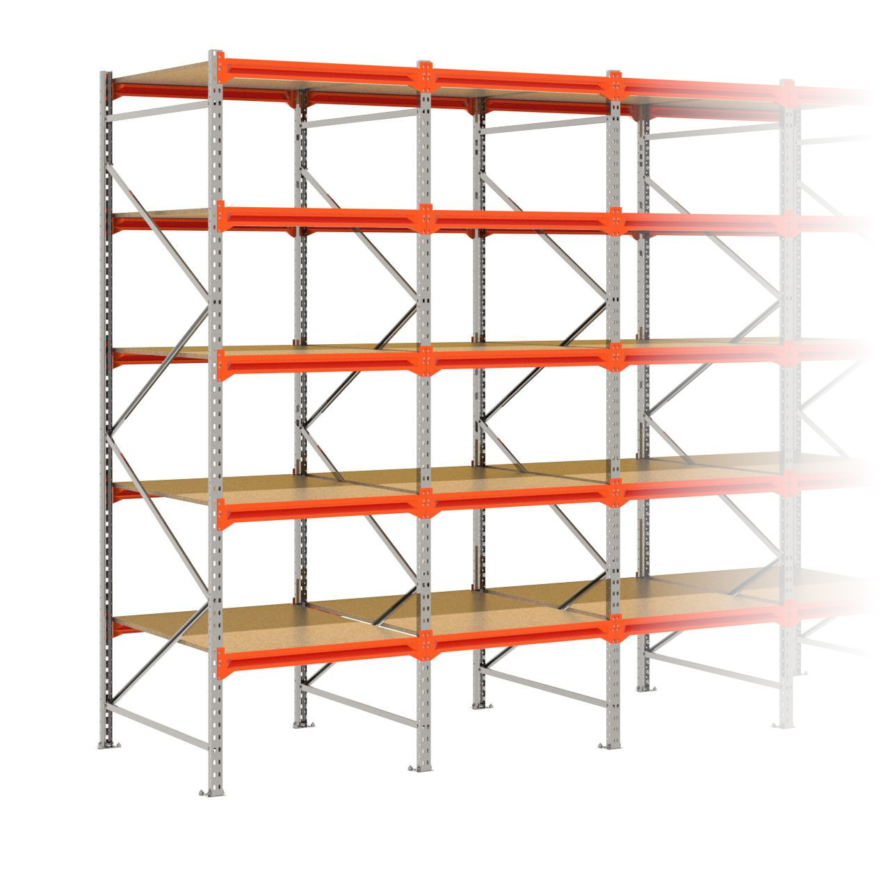 Grootvakstelling 3.000 mm x 8.600 mm x 1.200 mm (HxLxD) - 5 niveaus GALVA