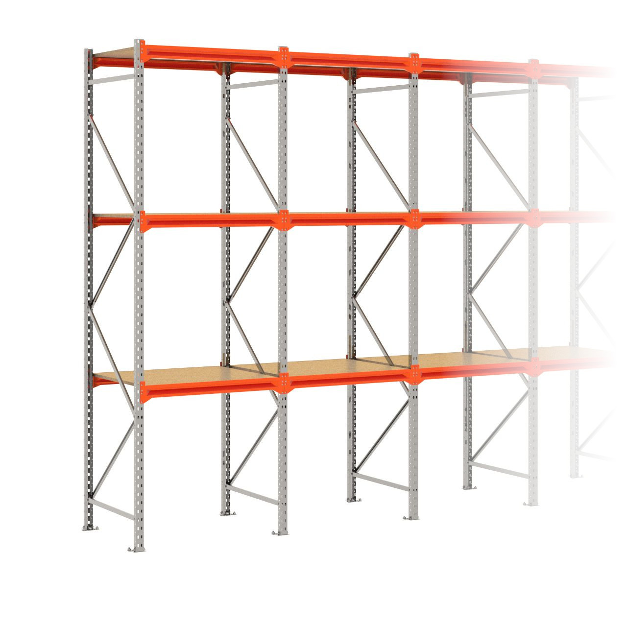 Grootvakstelling 3.000 mm x 8.600 mm x 800 mm (HxLxD) - 3 niveaus GALVA