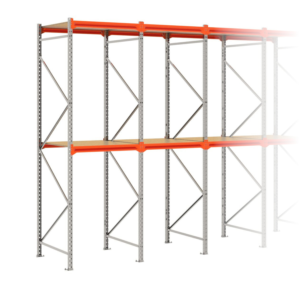 Grootvakstelling 3.000 mm x 8.600 mm x 1.000 mm (HxLxD) - 2 niveaus GALVA