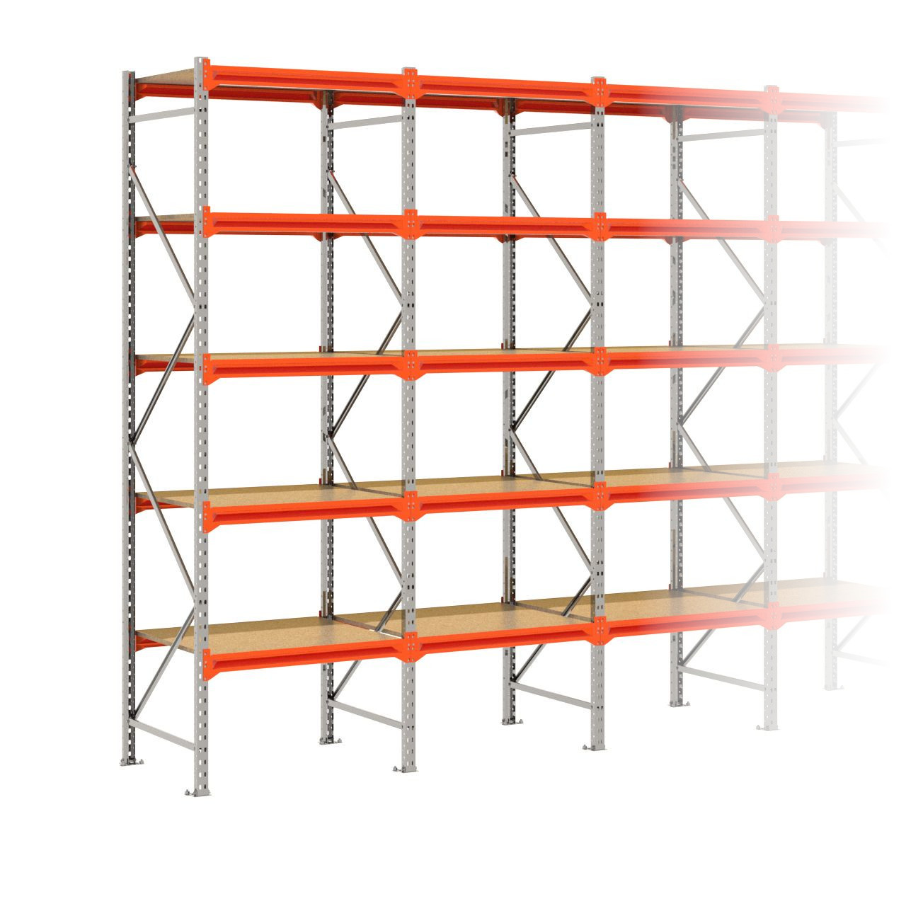 Grootvakstelling 3.000 mm x 3.850 mm x 800 mm (HxLxD) - 5 niveaus GALVA