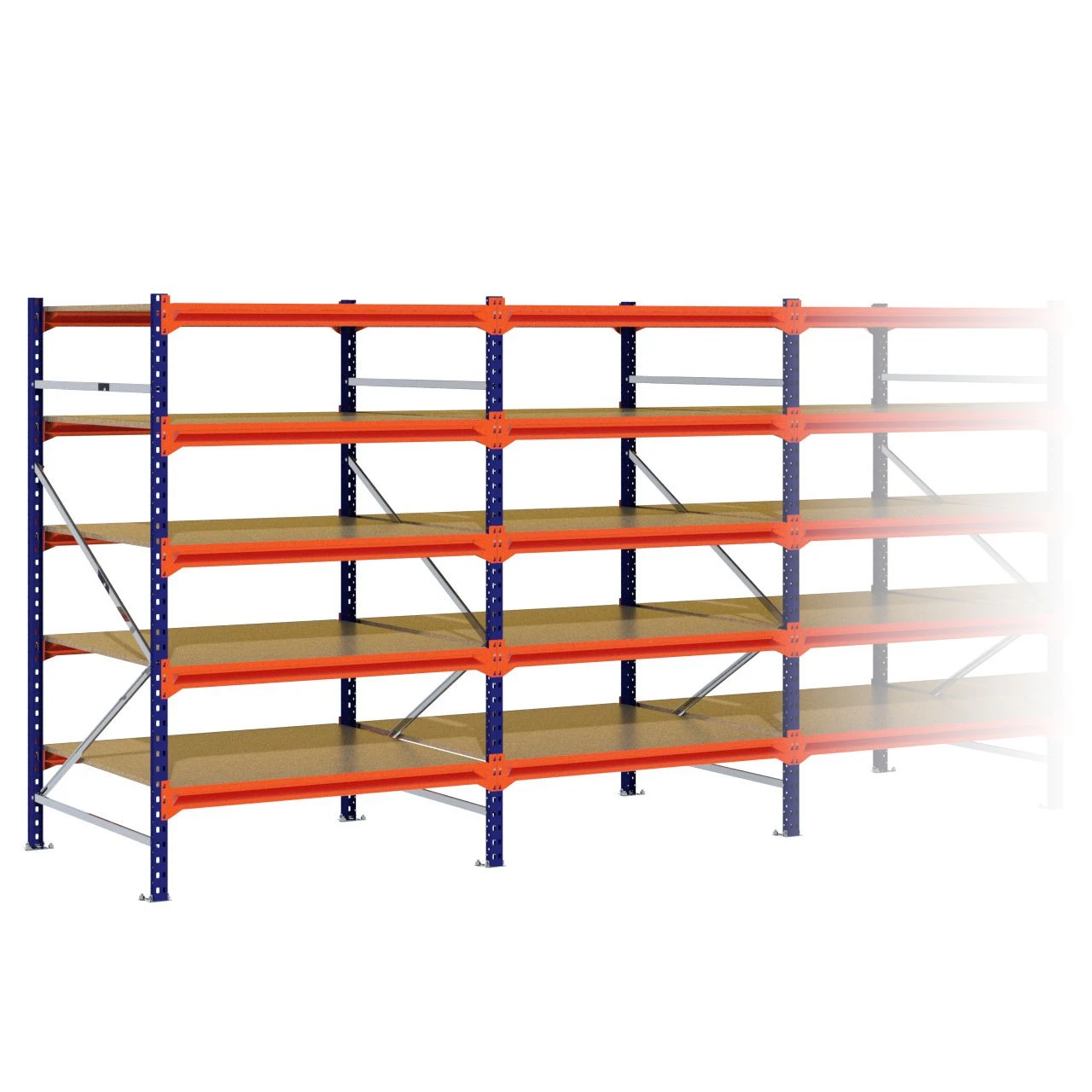 Grootvakstelling 2.000 mm x 7.600 mm x 1.200 mm (HxLxD) - 5 niveaus