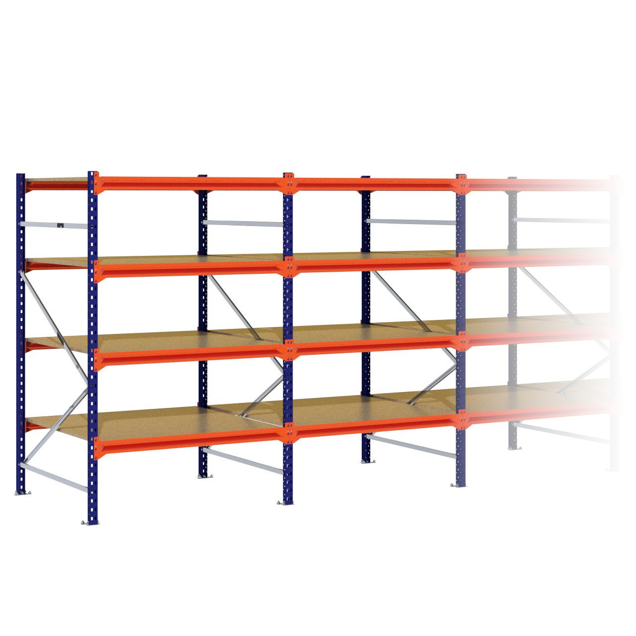 Grootvakstelling 2.000 mm x 8.800 mm x 1.200 mm (HxLxD) - 4 niveaus