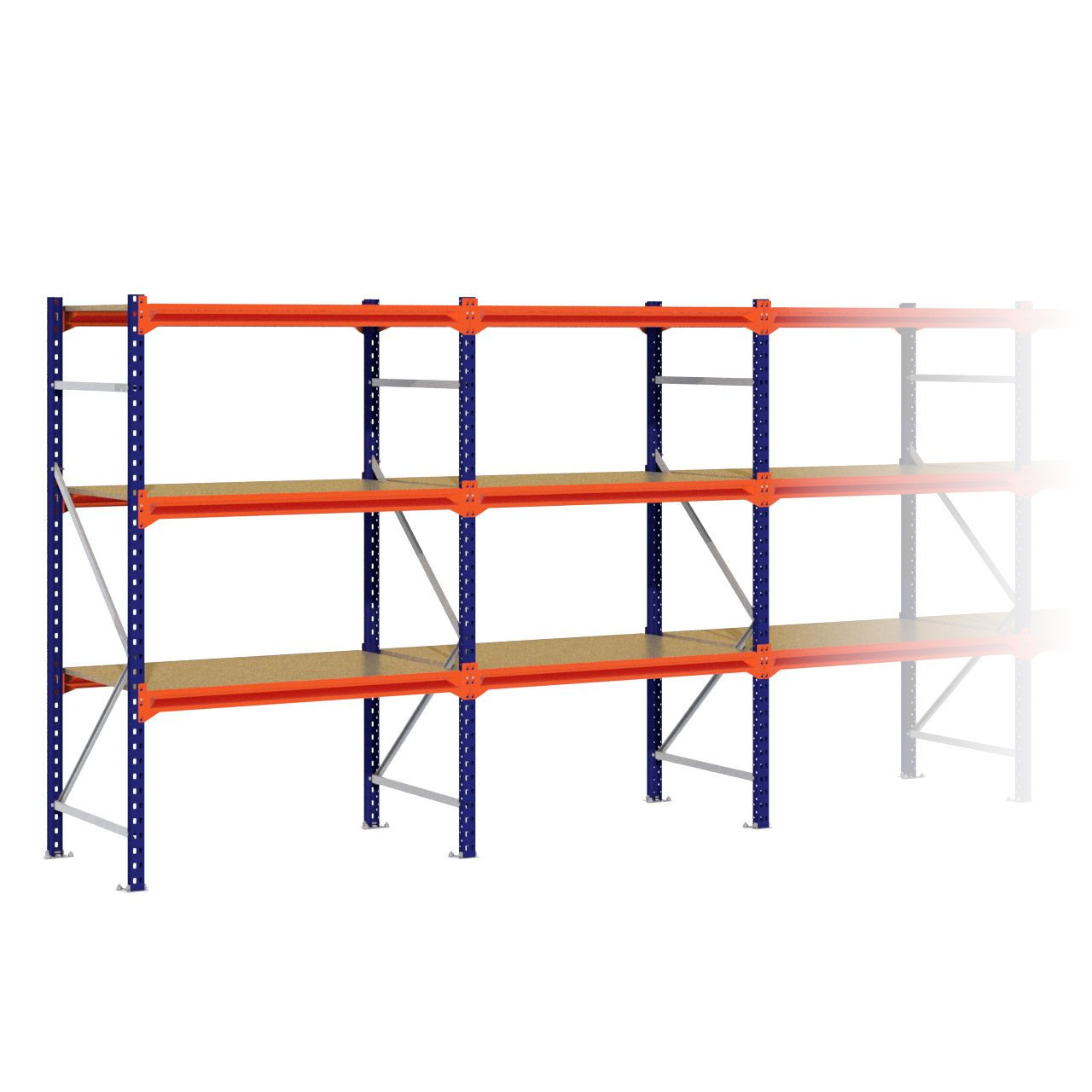 Grootvakstelling 2.000 mm x 8.800 mm x 800 mm (HxLxD) - 3 niveaus