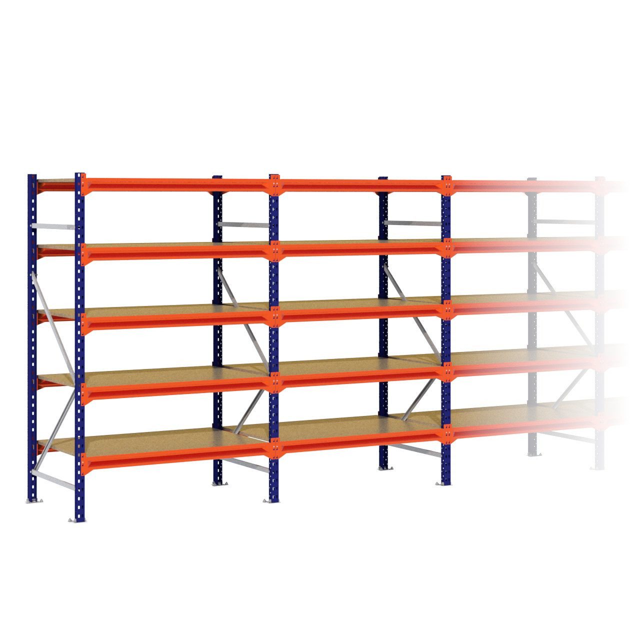 Grootvakstelling 2.000 mm x 8.800 mm x 800 mm (HxLxD) - 5 niveaus