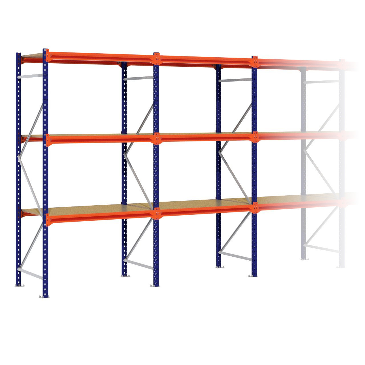Grootvakstelling 2.500 mm x 5.100 mm x 800 mm (HxLxD) - 3 niveaus