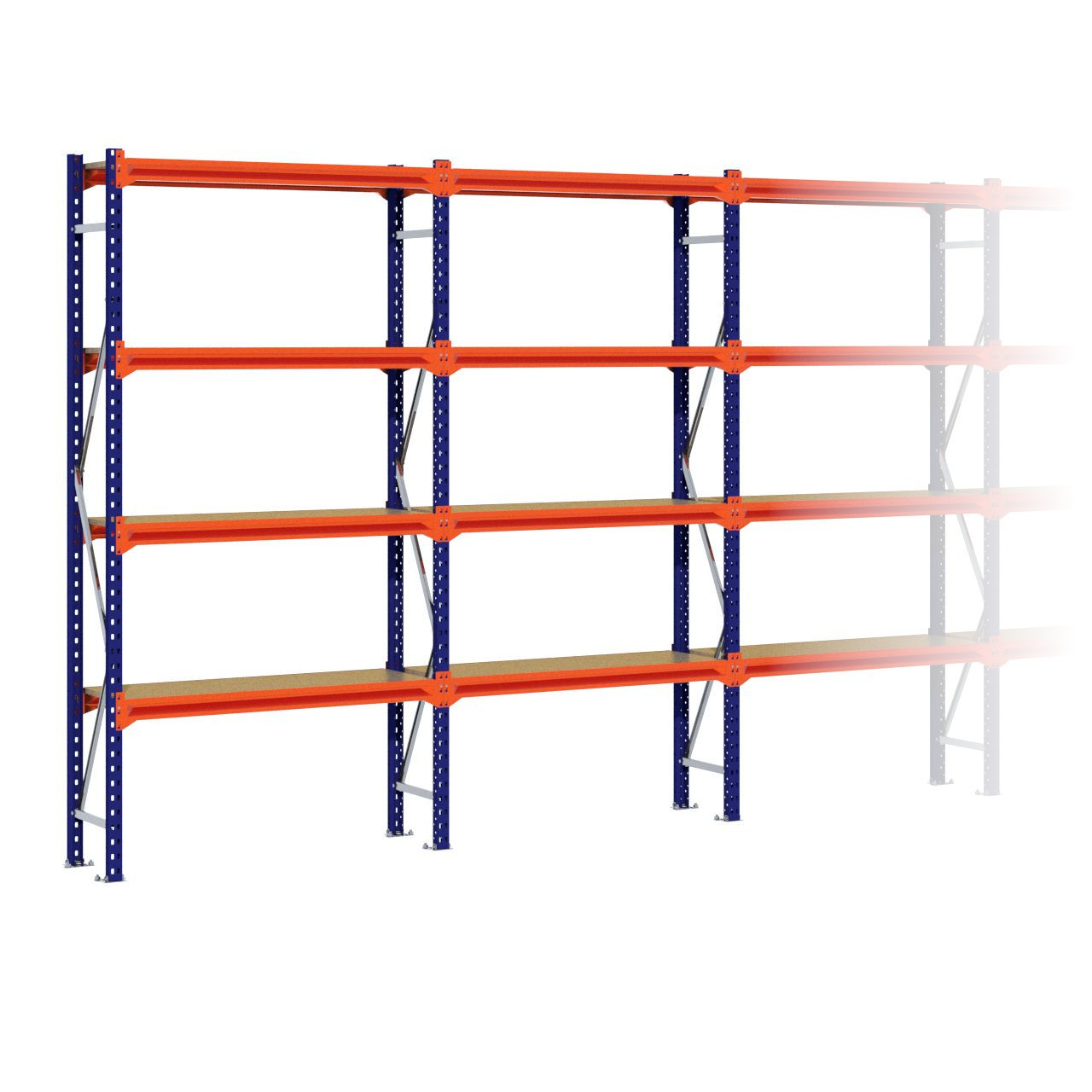 Grootvakstelling 2.500 mm x 5.100 mm x 400 mm (HxLxD) - 4 niveaus