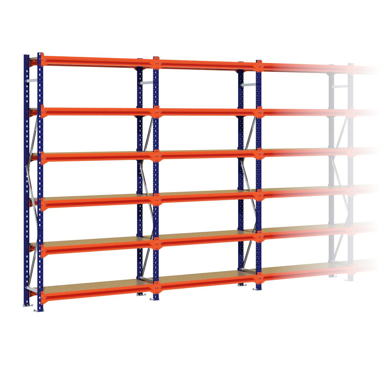 Grootvakstelling 2.500 mm x 5.100 mm x 400 mm (HxLxD) - 6 niveaus