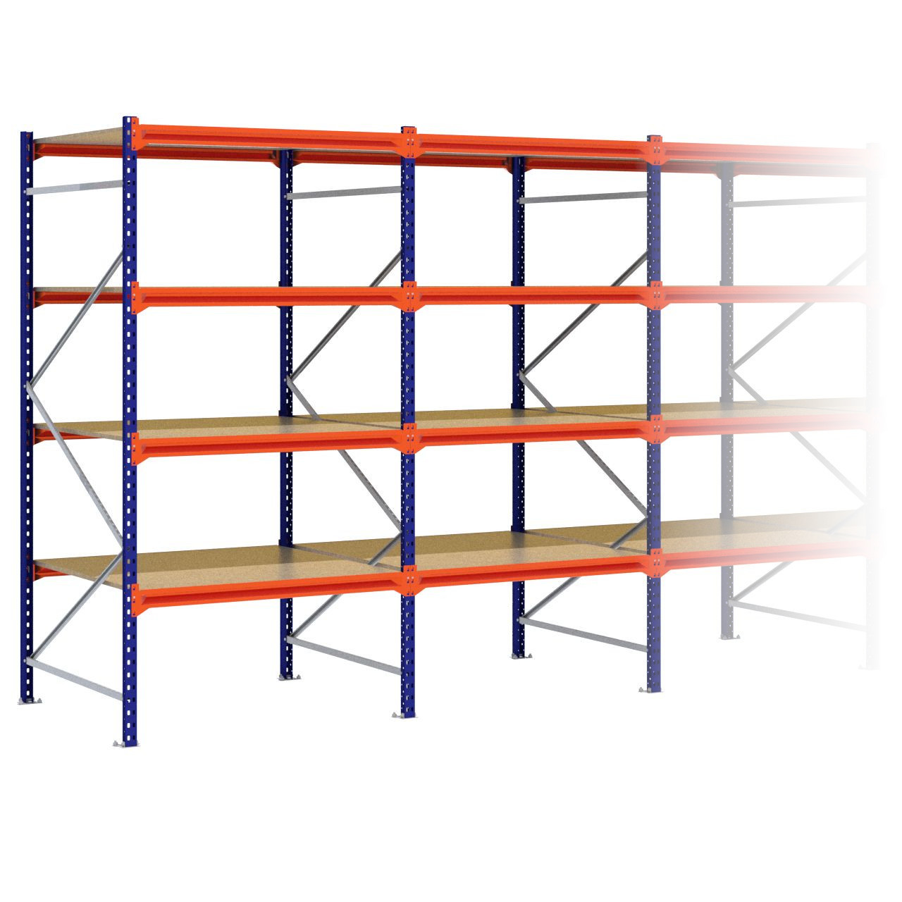 Grootvakstelling 2.500 mm x 5.100 mm x 1.200 mm (HxLxD) - 4 niveaus