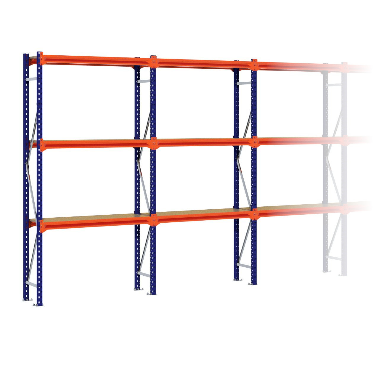 Grootvakstelling 2.500 mm x 8.800 mm x 400 mm (HxLxD) - 3 niveaus