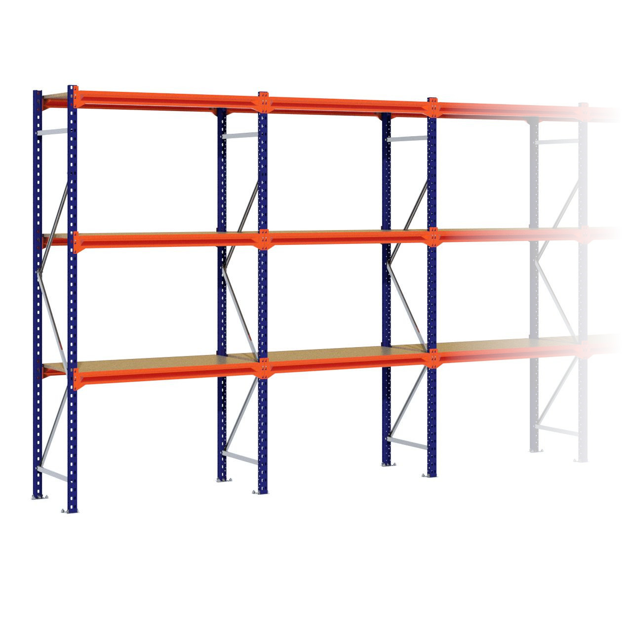 Grootvakstelling 2.500 mm x 8.800 mm x 600 mm (HxLxD) - 3 niveaus