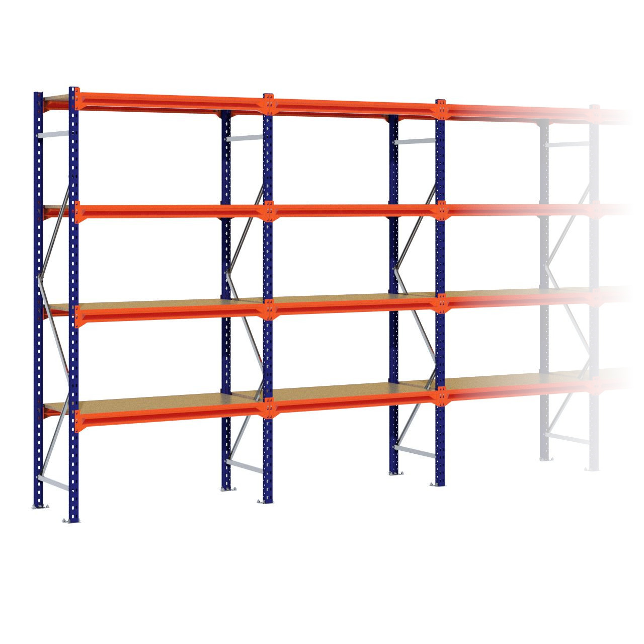 Grootvakstelling 2.500 mm x 8.800 mm x 600 mm (HxLxD) - 4 niveaus