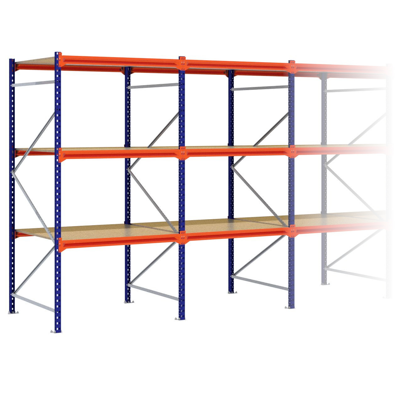 Grootvakstelling 2.500 mm x 8.800 mm x 1.200 mm (HxLxD) - 3 niveaus