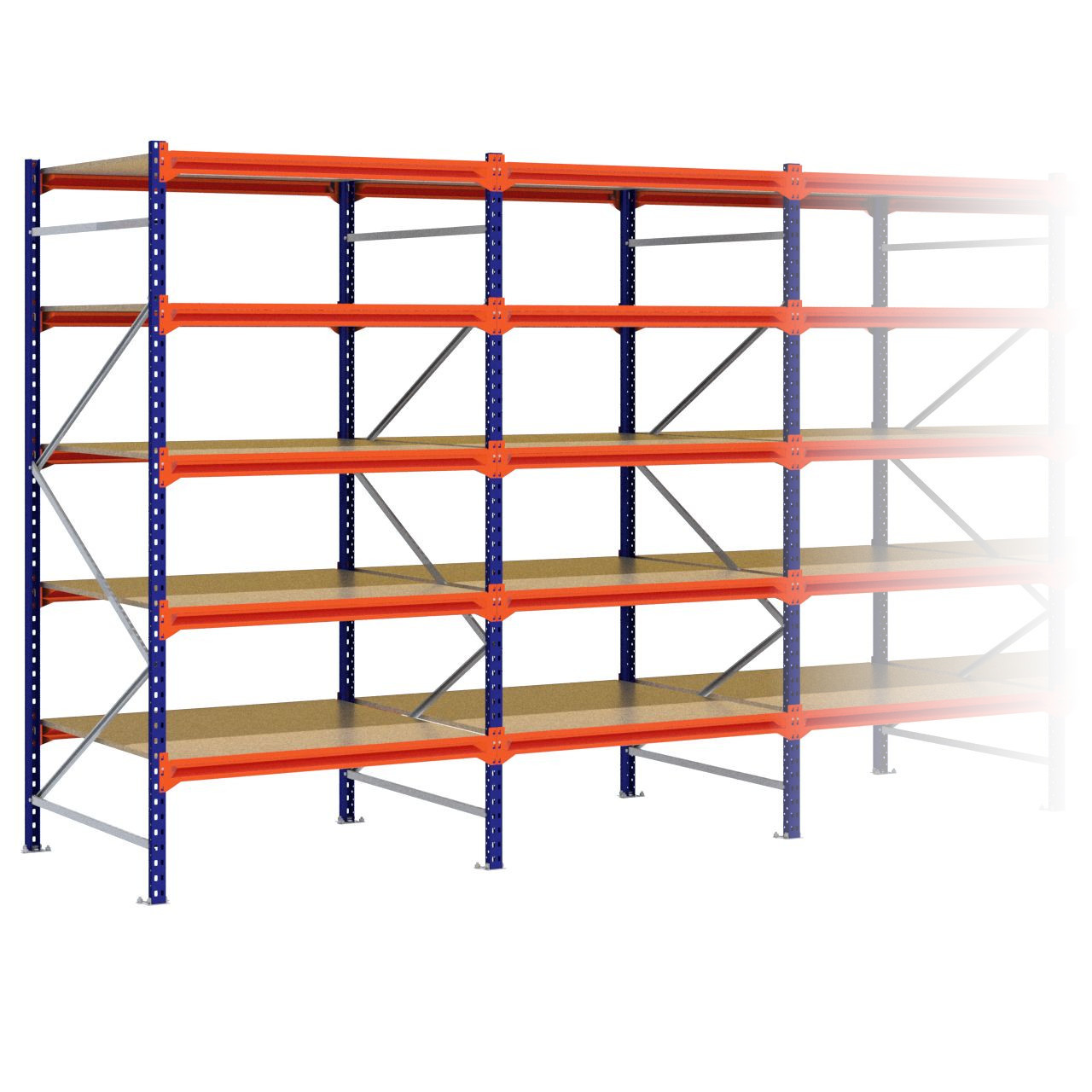 Grootvakstelling 2.500 mm x 8.800 mm x 1.200 mm (HxLxD) - 5 niveaus