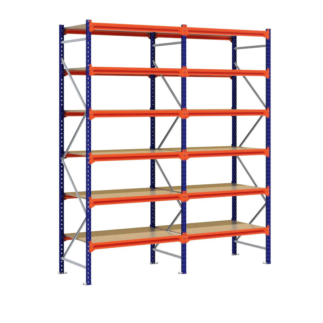 Grootvakstelling 3.000 mm x 2.500 mm x 800 mm (HxLxD) - 6 niveaus - (Liggers: 1.200 mm)
