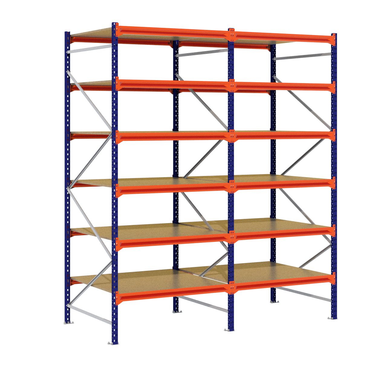 Grootvakstelling 3.000 mm x 2.500 mm x 1.200 mm (HxLxD) - 6 niveaus - (Liggers: 1.200 mm)