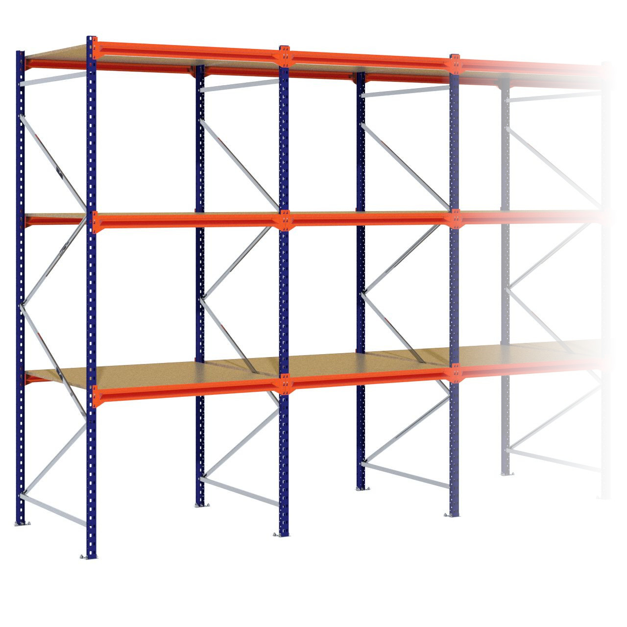 Grootvakstelling 3.000 mm x 7.600 mm x 1.200 mm (HxLxD) - 3 niveaus
